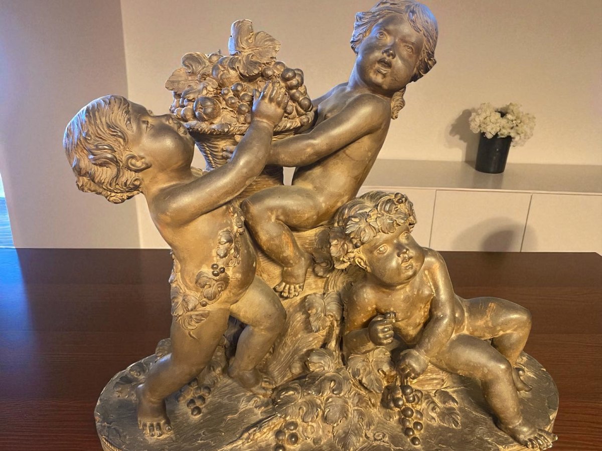 GRUPPO IN TERRACOTTA RAFFIGURANTE GIOCHI DI PUTTI-photo-2