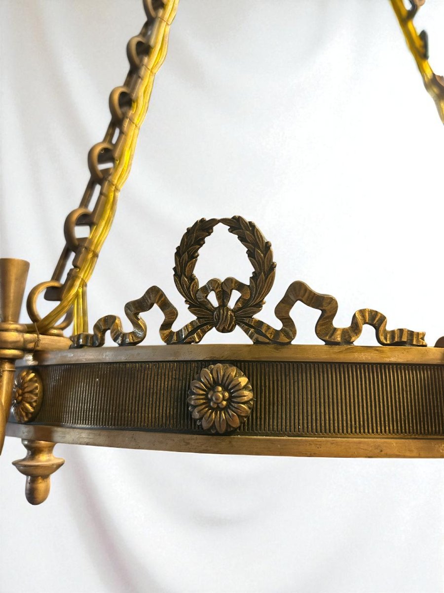 LAMPADARIO IN BRONZO DORATO STILE IMPERO-photo-2