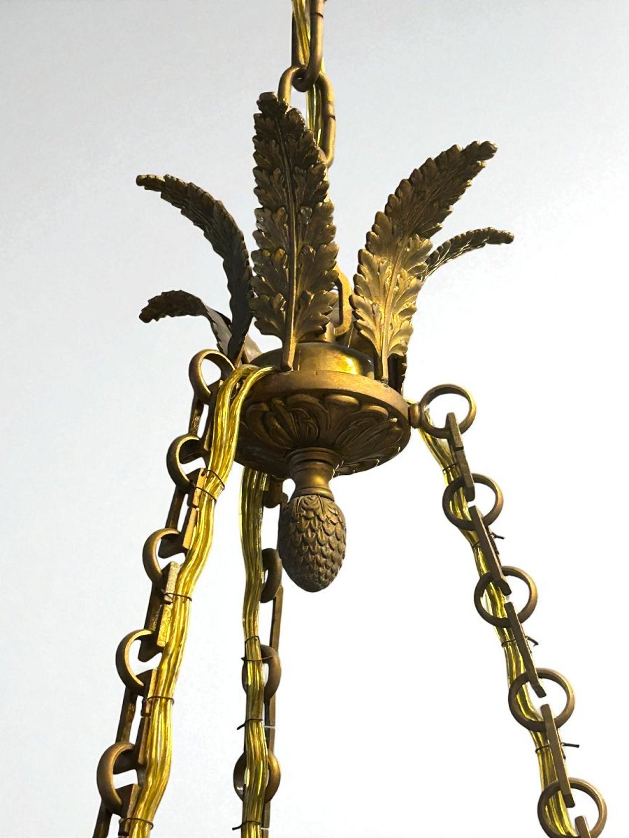LAMPADARIO IN BRONZO DORATO STILE IMPERO-photo-4