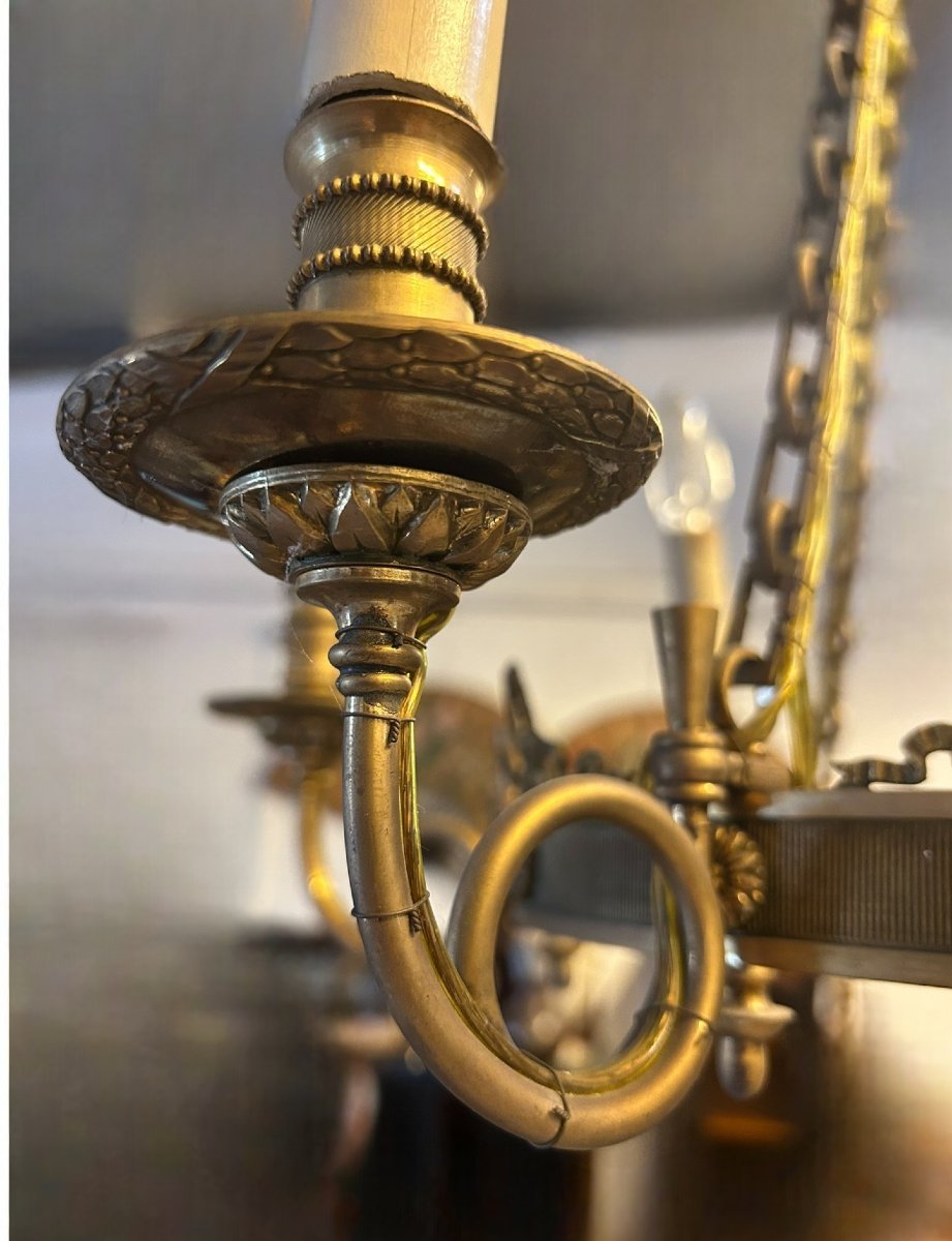 LAMPADARIO IN BRONZO DORATO STILE IMPERO-photo-3