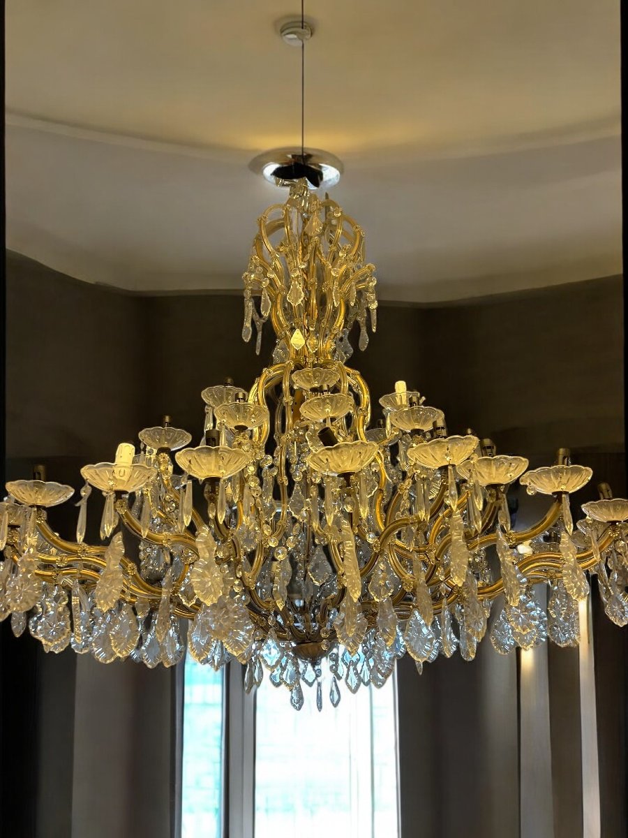 LAMPADARIO IN FERRO E CRISTALLO-photo-1