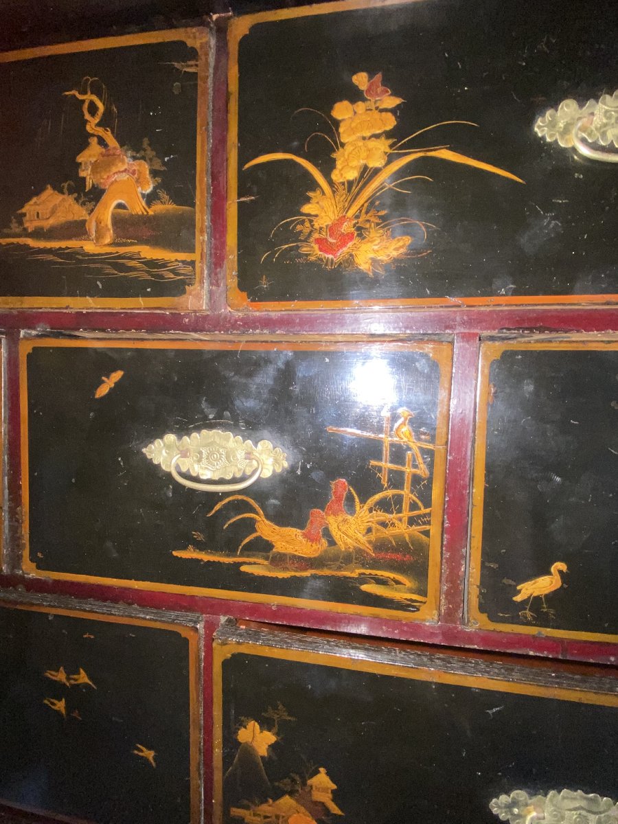 MONETIERE LACCATO A CINOISERIA INGHILTERRA XVIII SEC.(BASAMENTO XIX SEC.)-photo-1