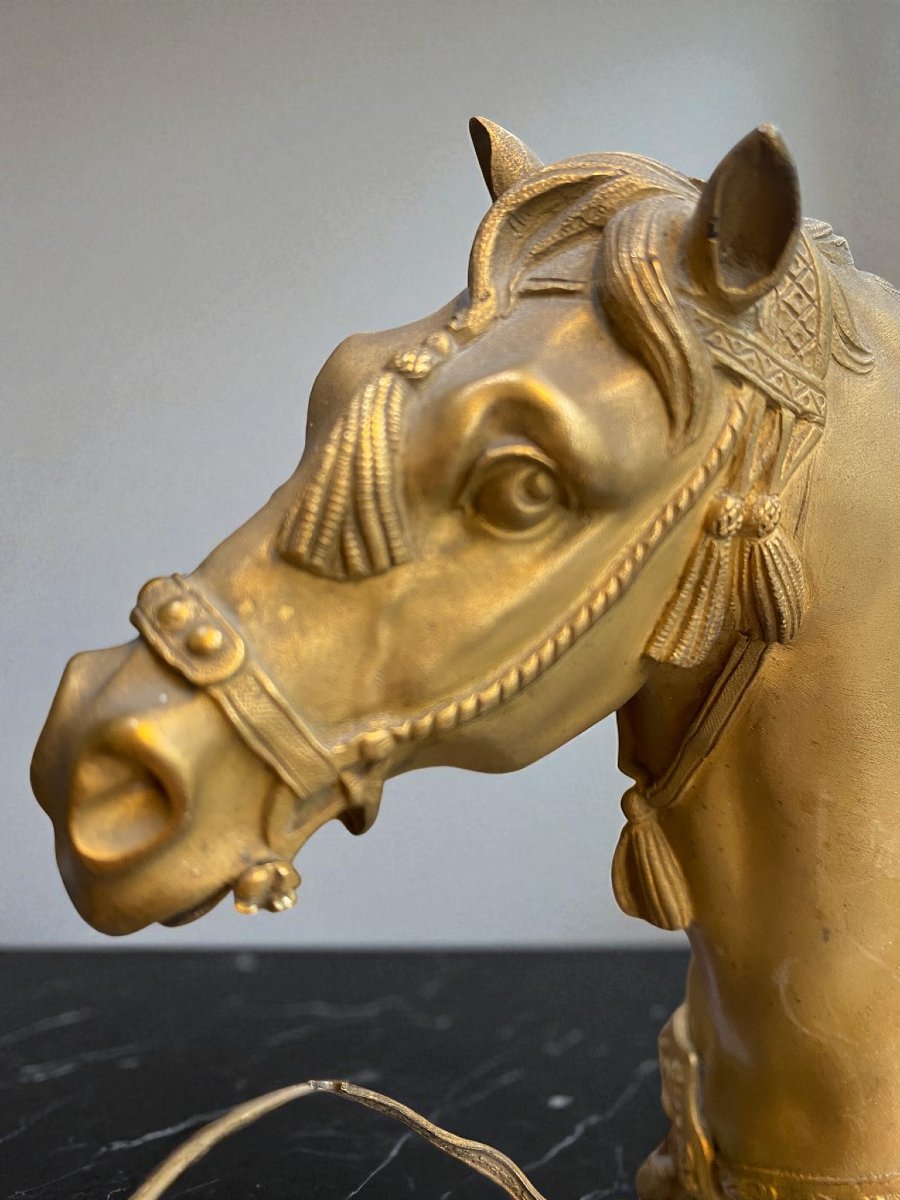 OROLOGIO IN BRONZO DORATO RAFF. PERSONAGGIO ORIENTALE A CAVALLO-photo-3