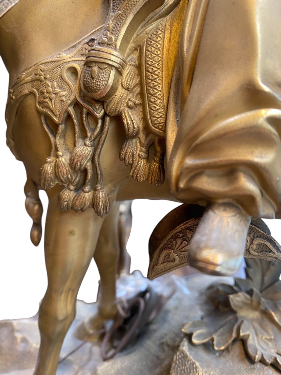OROLOGIO IN BRONZO DORATO RAFF. PERSONAGGIO ORIENTALE A CAVALLO-photo-6