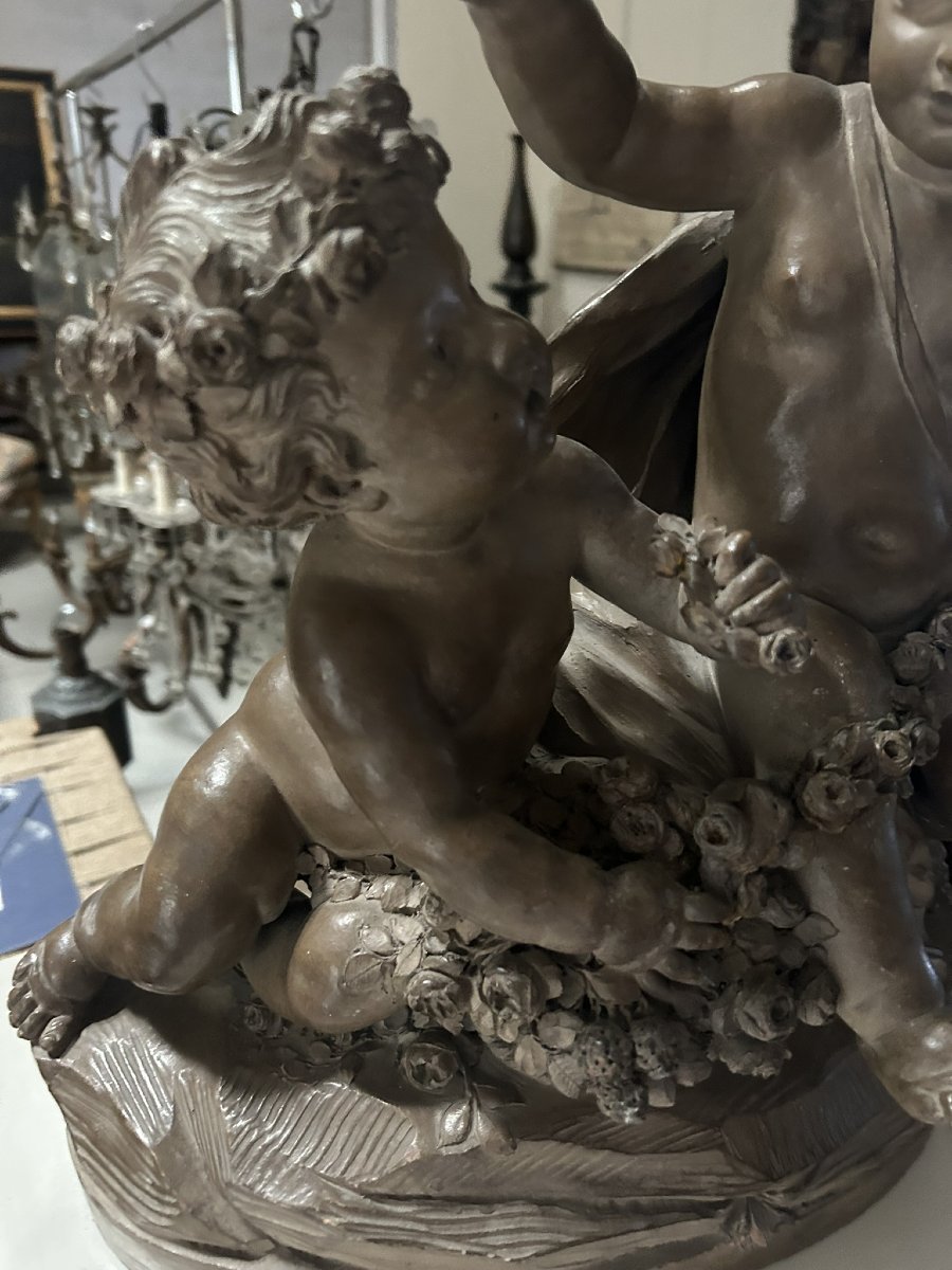 SCULTURA IN TERRACOTTA RAFF. GIOCO DI PUTTI-photo-1