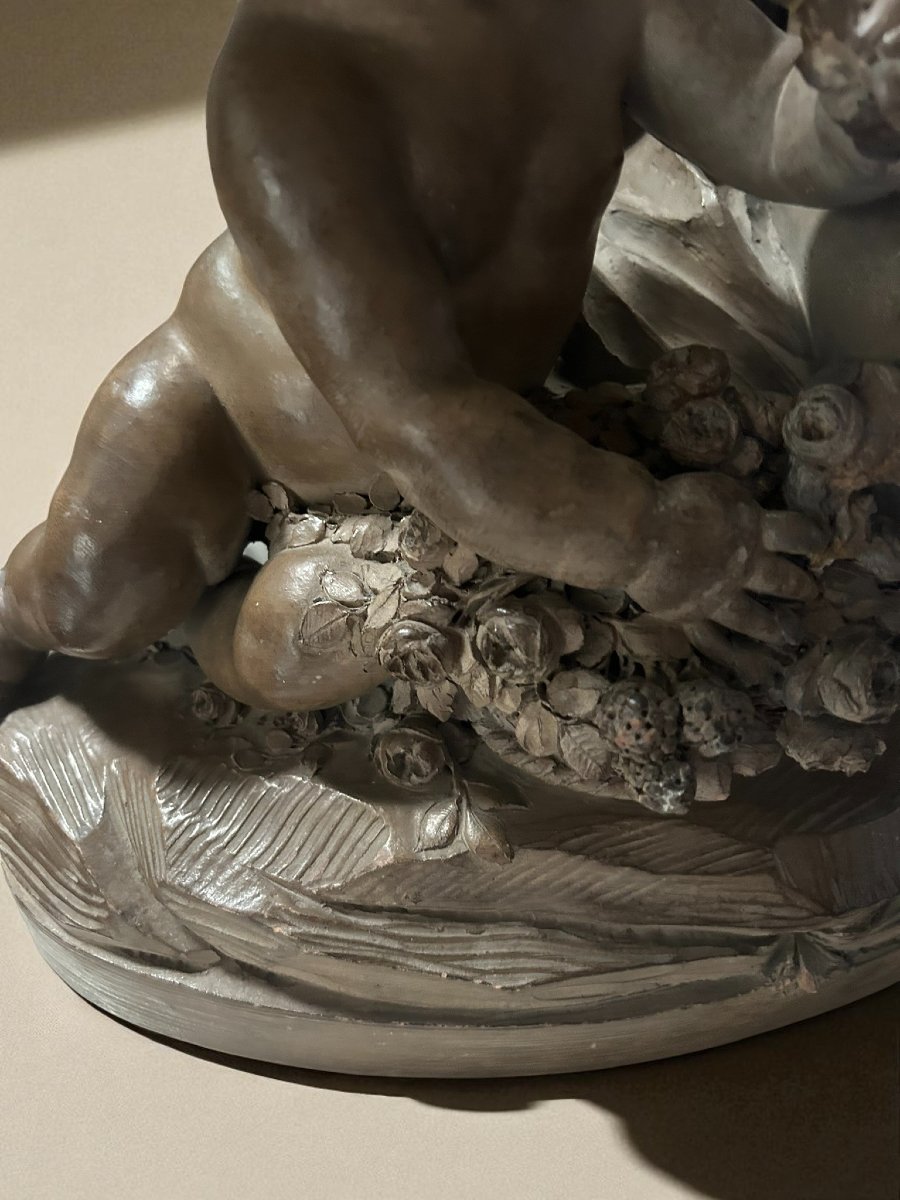 SCULTURA IN TERRACOTTA RAFF. GIOCO DI PUTTI-photo-2
