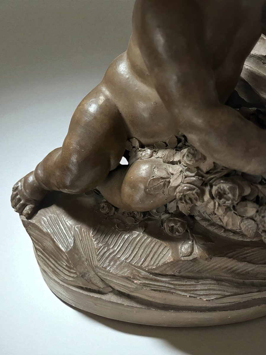 SCULTURA IN TERRACOTTA RAFF. GIOCO DI PUTTI-photo-3