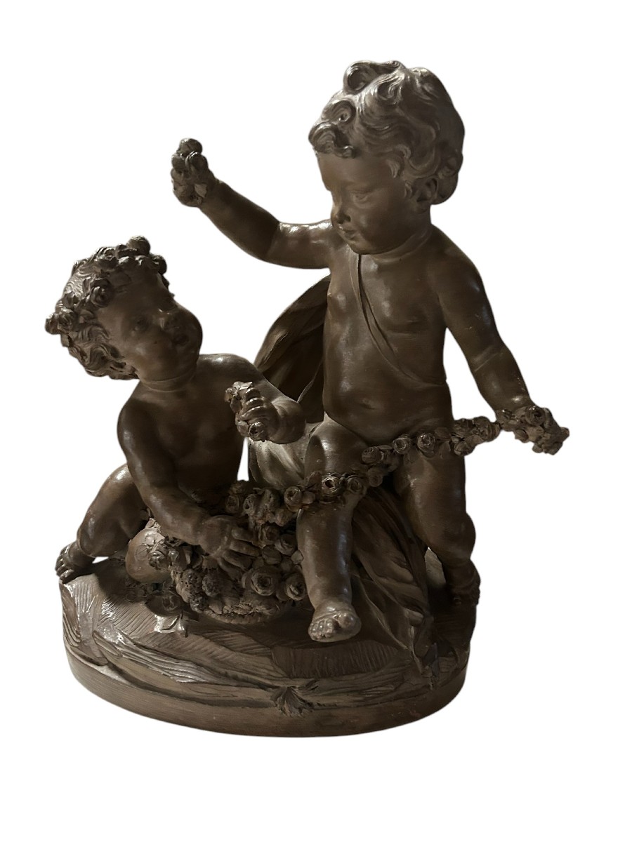 SCULTURA IN TERRACOTTA RAFF. GIOCO DI PUTTI