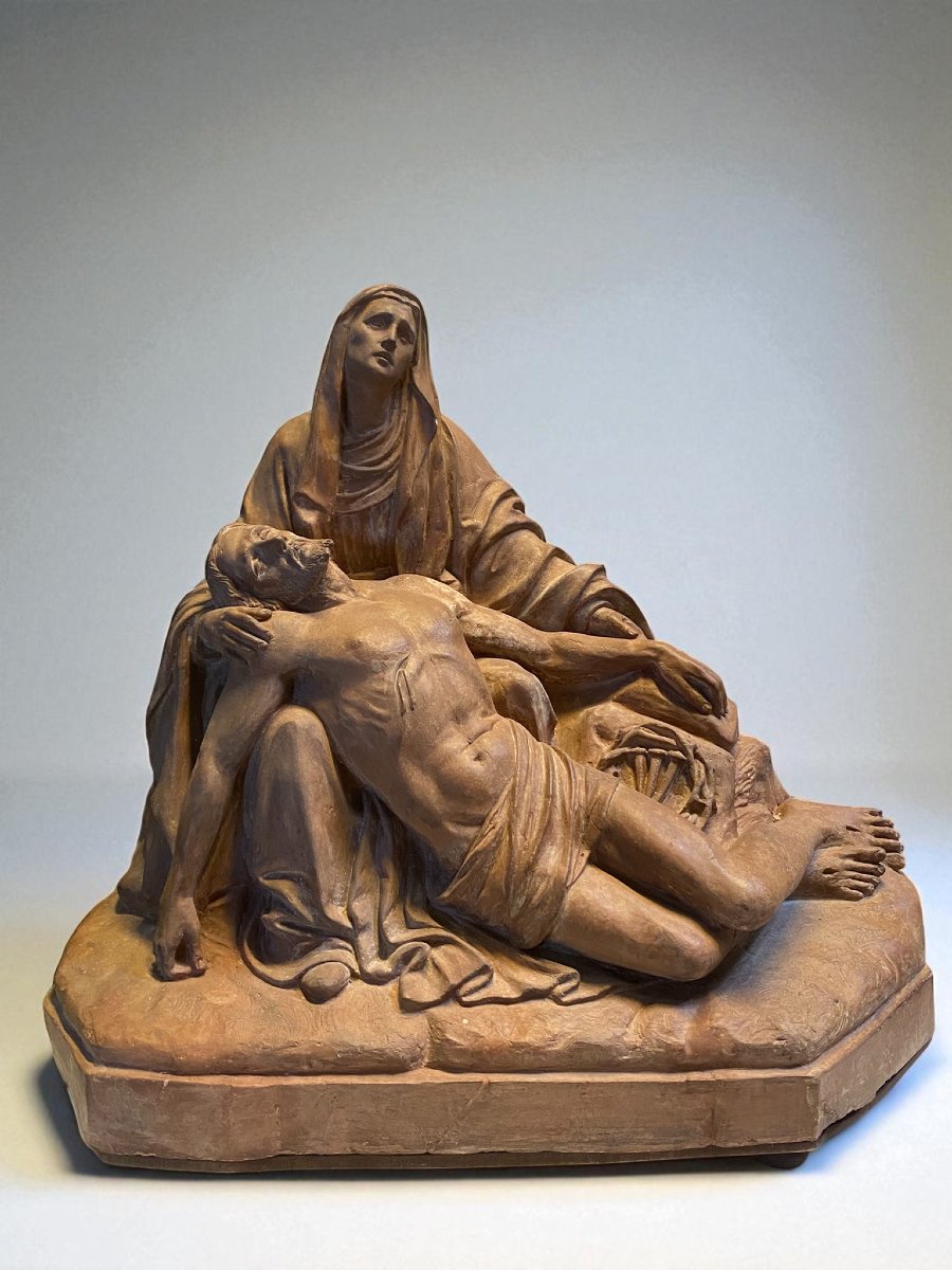SCULTURA IN TERRACOTTA RAFFIGURANTE PIETA' XVIII SEC.-photo-2