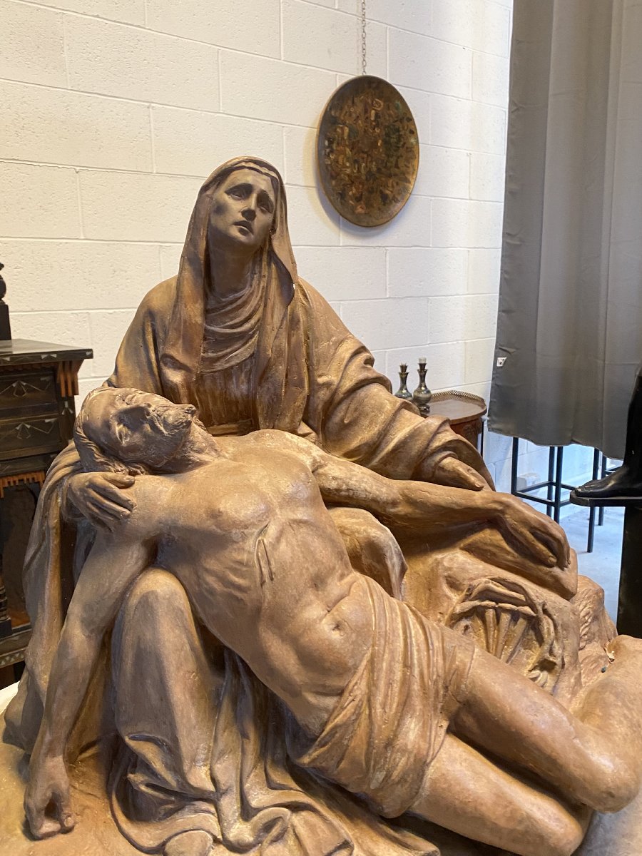 SCULTURA IN TERRACOTTA RAFFIGURANTE PIETA' XVIII SEC.-photo-1
