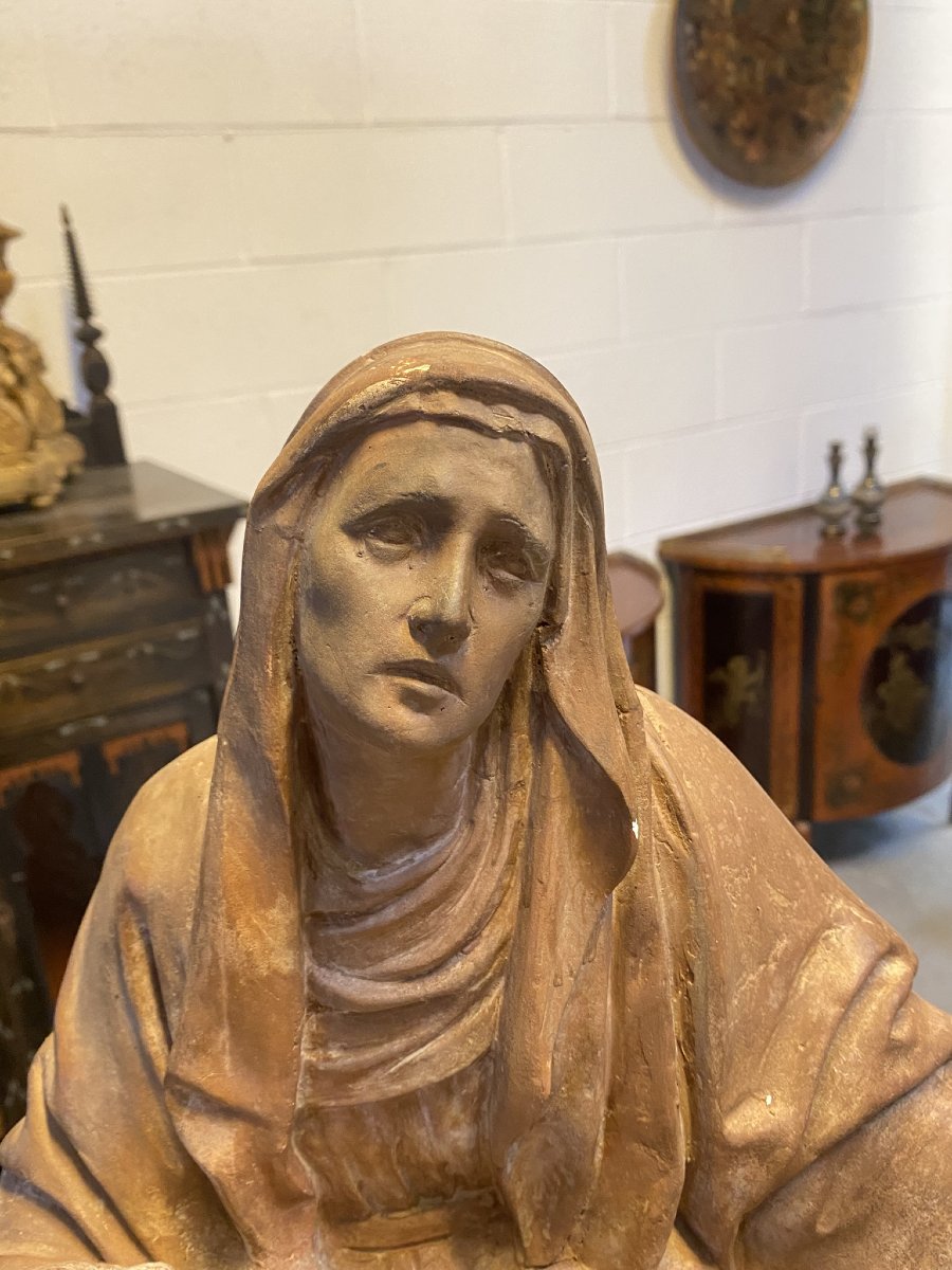 SCULTURA IN TERRACOTTA RAFFIGURANTE PIETA' XVIII SEC.-photo-2