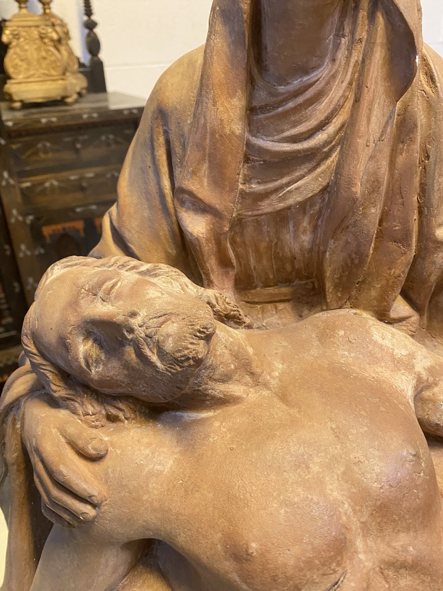 SCULTURA IN TERRACOTTA RAFFIGURANTE PIETA' XVIII SEC.-photo-3