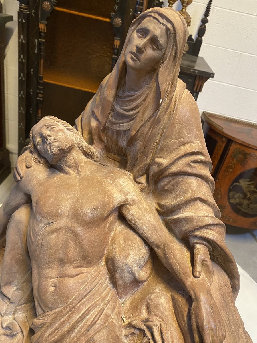 SCULTURA IN TERRACOTTA RAFFIGURANTE PIETA' XVIII SEC.-photo-4