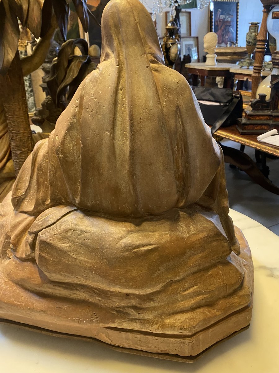 SCULTURA IN TERRACOTTA RAFFIGURANTE PIETA' XVIII SEC.-photo-6