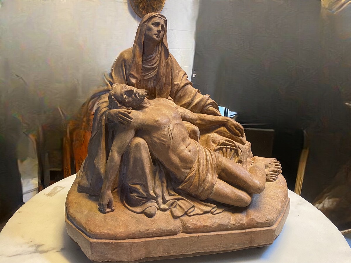 SCULTURA IN TERRACOTTA RAFFIGURANTE PIETA' XVIII SEC.