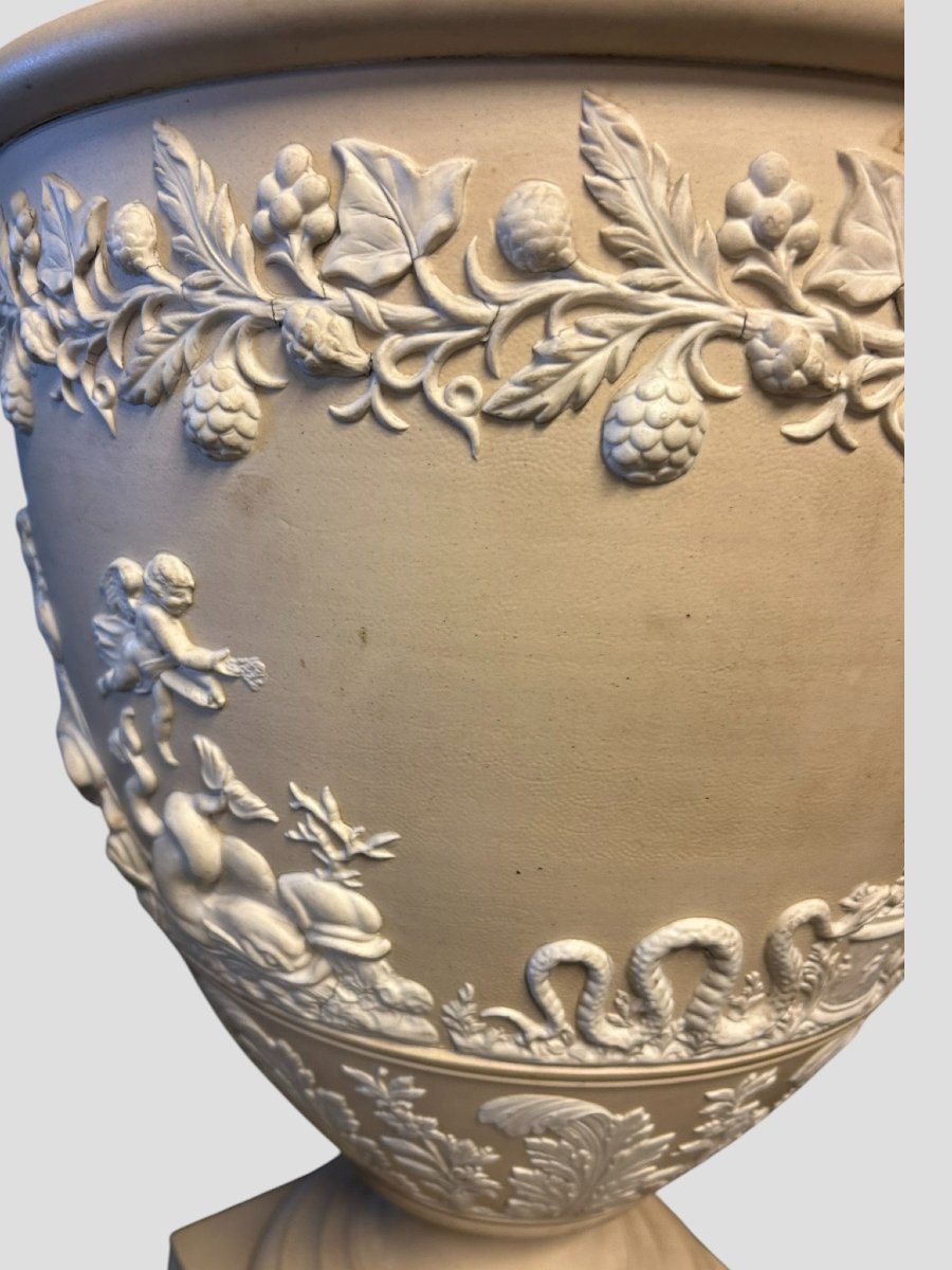 VASO IN PORCELLANA CON DECORI NEOCLASSICI (VECCHIE RIPARAZIONI) XIX SEC-photo-3