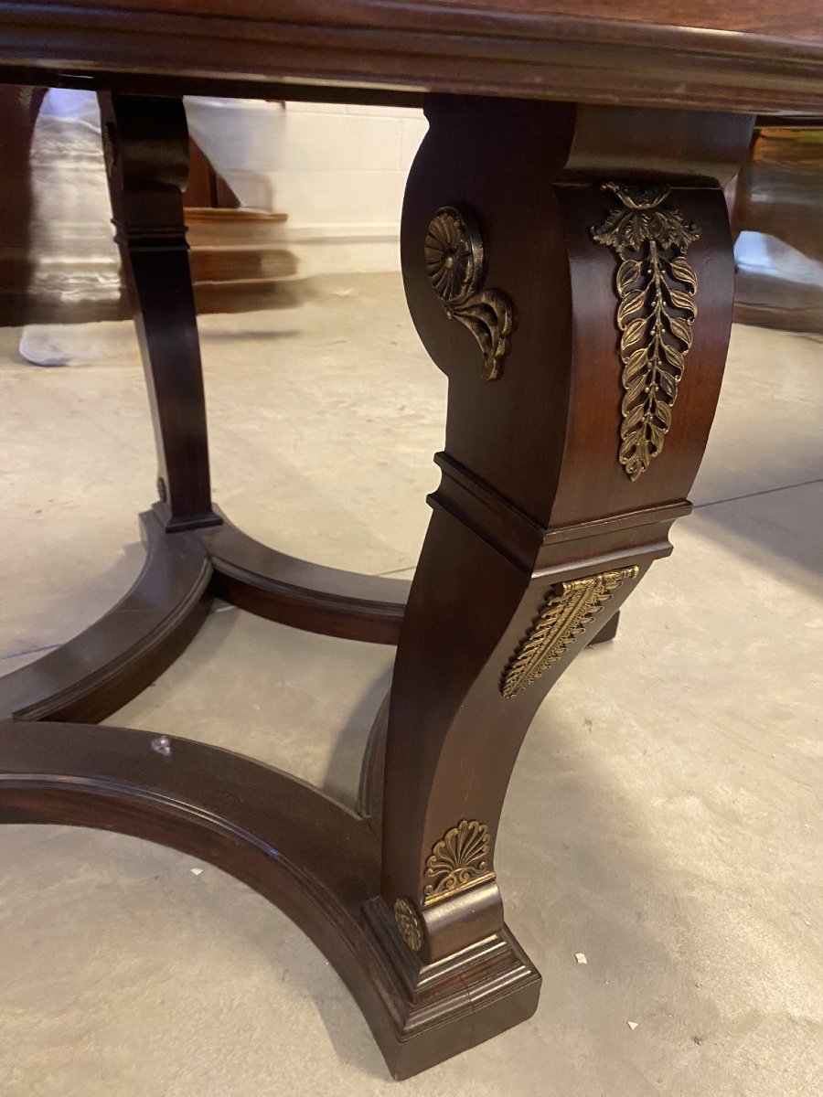 TAVOLO ROTONDO STILE IMPERO IN MOGANO  CON APPLICAZIONI IN BRONZO (1880)-photo-5