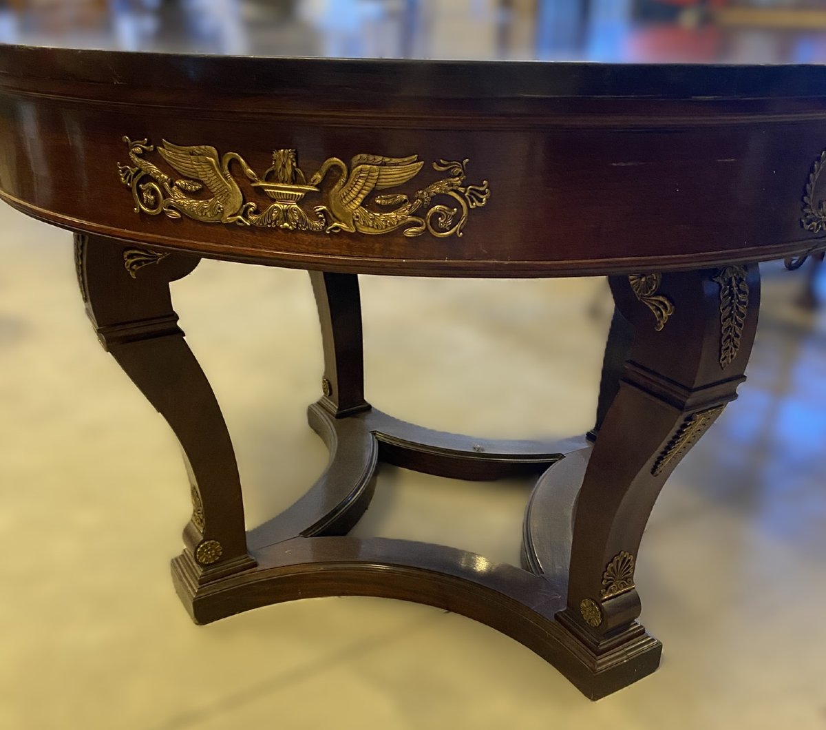 TAVOLO ROTONDO STILE IMPERO IN MOGANO  CON APPLICAZIONI IN BRONZO (1880)-photo-8