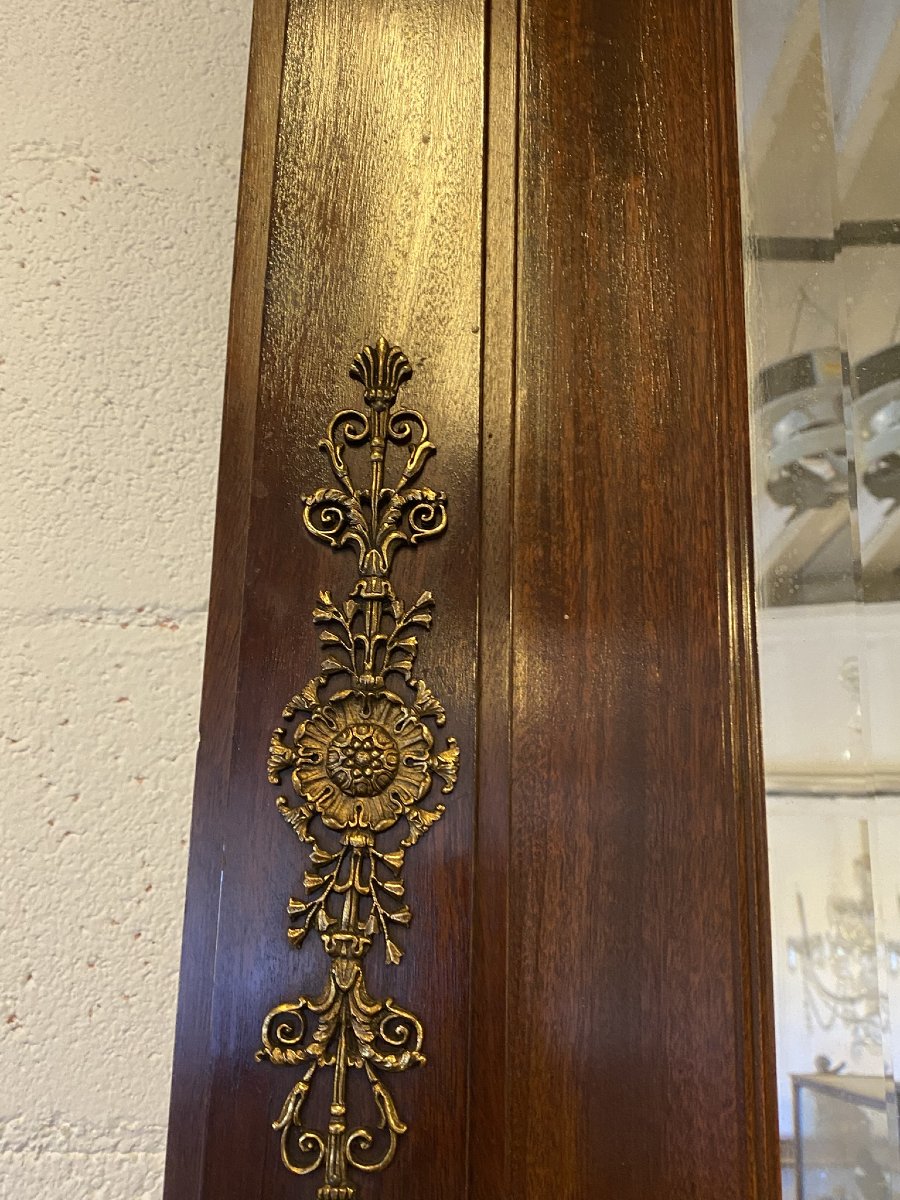 CONSOLLE CON SPECCHIERA IN STILE IMPERO (1880) IN MOGANO CON APPLICAZIONI IN BRONZO -photo-6