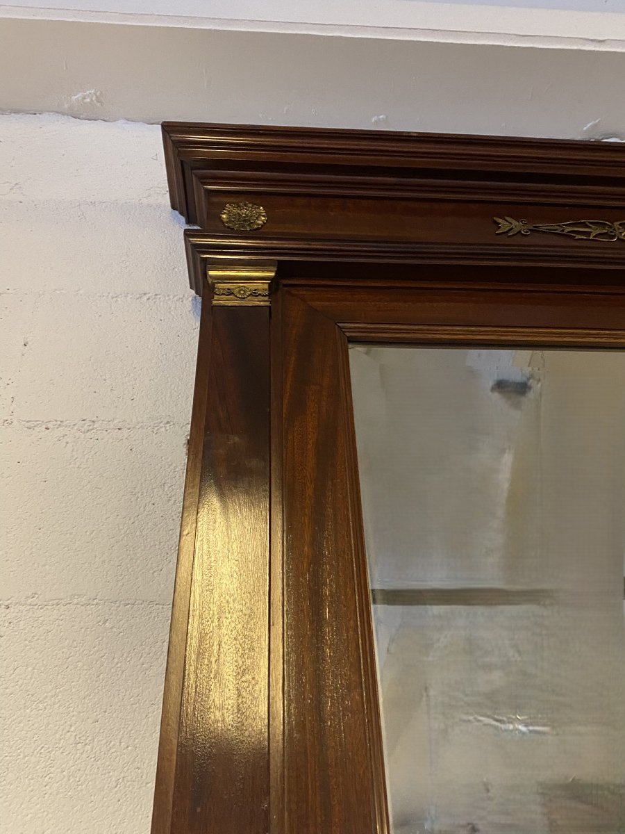 CONSOLLE CON SPECCHIERA IN STILE IMPERO (1880) IN MOGANO CON APPLICAZIONI IN BRONZO -photo-7