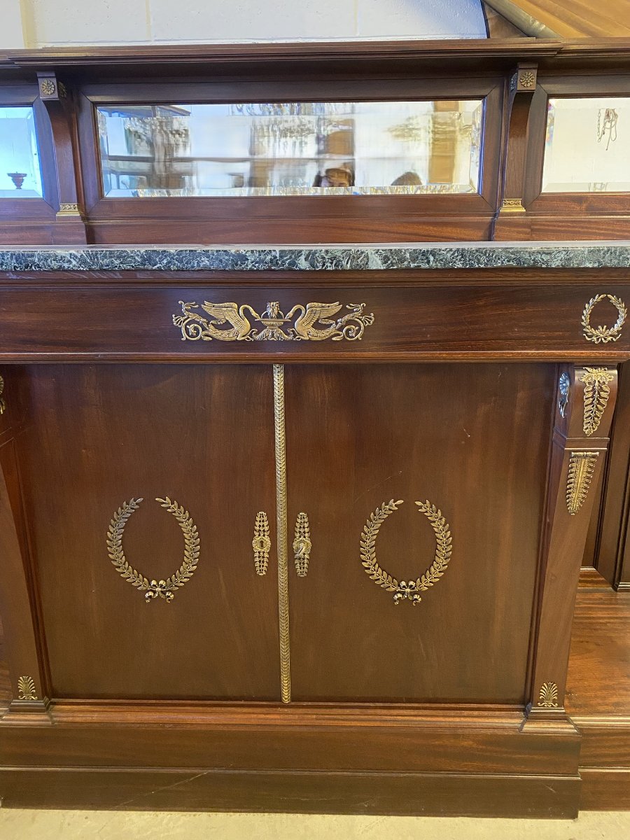 CREDENZA IN STILE IMPERO (1880) IN MOGANO CON APPLICAZIONI IN BRONZO-photo-2
