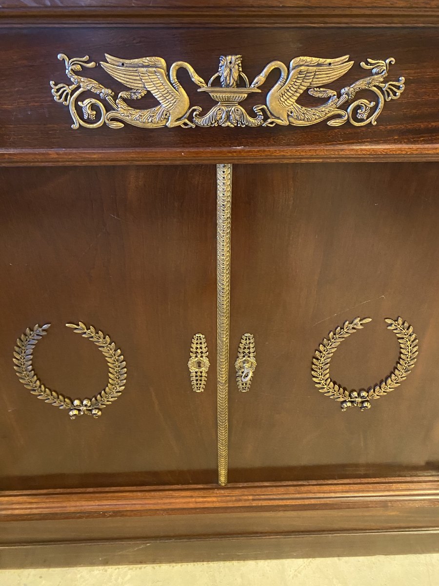 CREDENZA IN STILE IMPERO (1880) IN MOGANO CON APPLICAZIONI IN BRONZO-photo-5