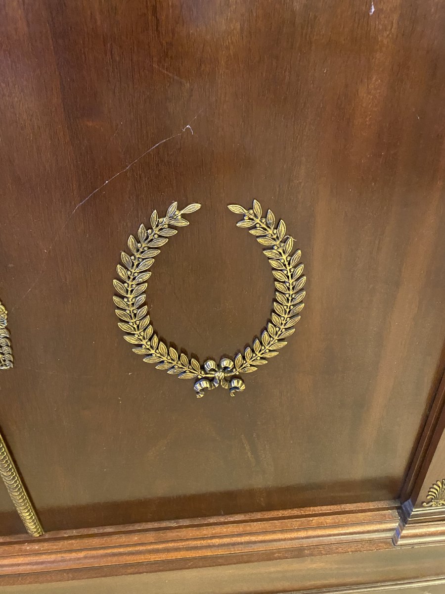 CREDENZA IN STILE IMPERO (1880) IN MOGANO CON APPLICAZIONI IN BRONZO-photo-6