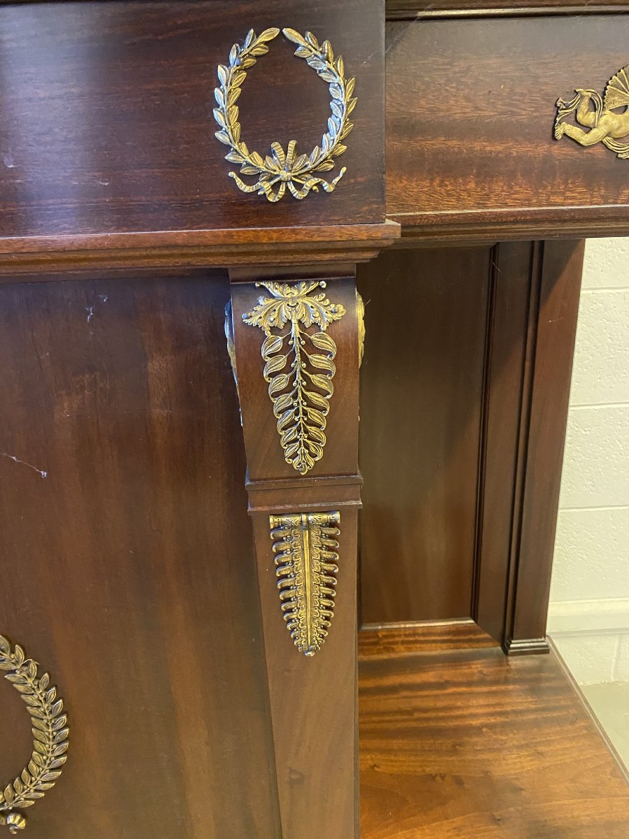 CREDENZA IN STILE IMPERO (1880) IN MOGANO CON APPLICAZIONI IN BRONZO-photo-7