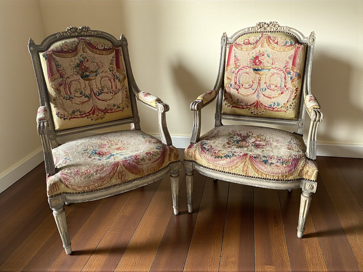 COPPIA DI POLTRONE IN STILE LUIGI XVI - XIX SECOLO-photo-1