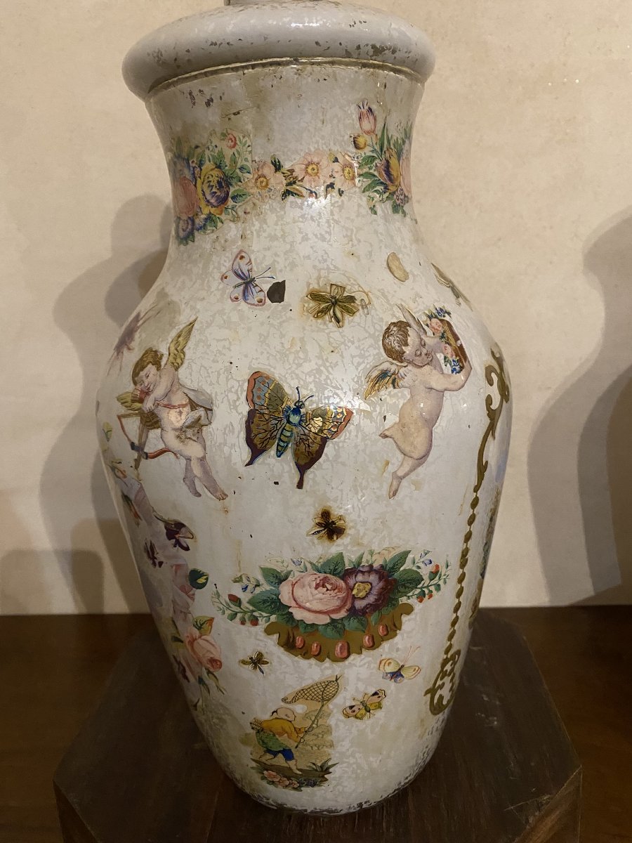 COPPIA DI VASI IN VETRO DIPINTO-photo-4