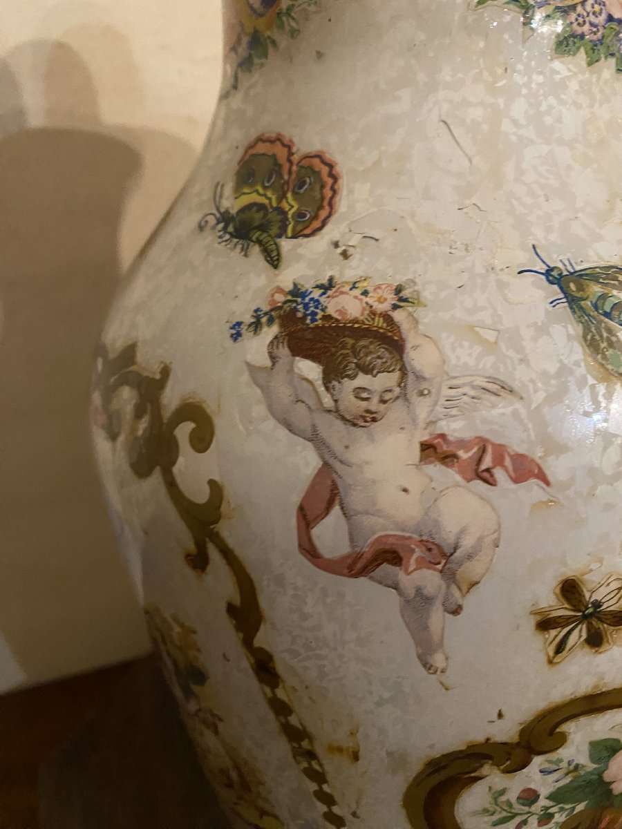 COPPIA DI VASI IN VETRO DIPINTO-photo-1