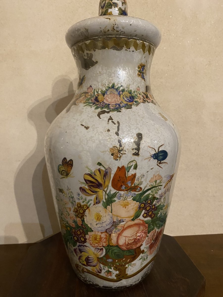 COPPIA DI VASI IN VETRO DIPINTO-photo-5