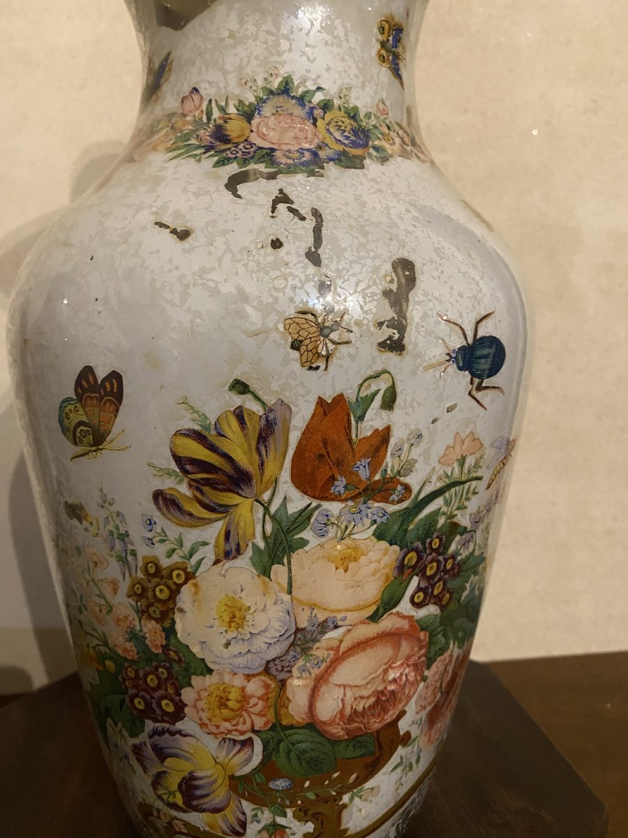 COPPIA DI VASI IN VETRO DIPINTO-photo-7