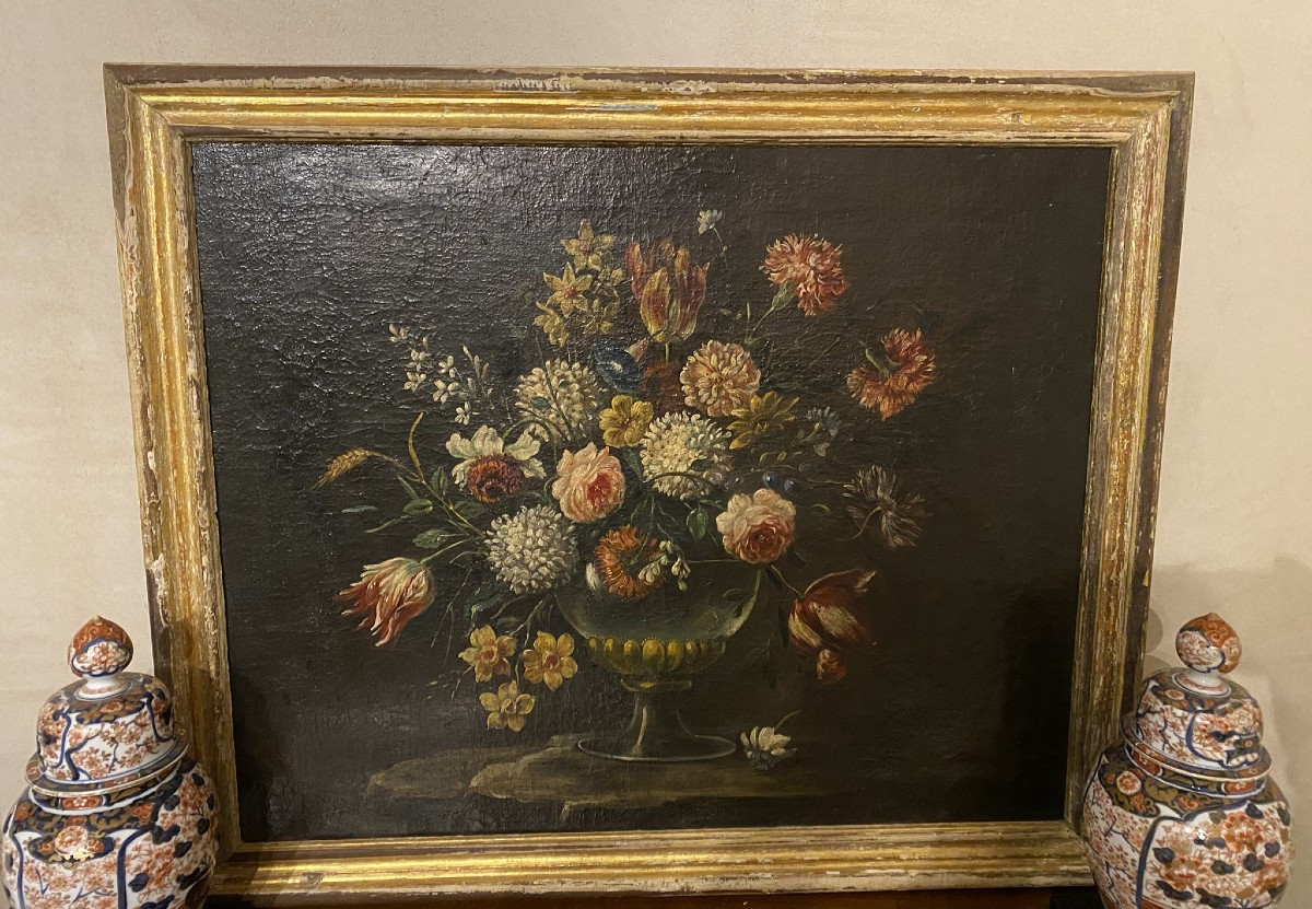 QUADRO RAFFIGURANTE VASO DI FIORI - SCUOLA ITALIANA XIX SECOLO