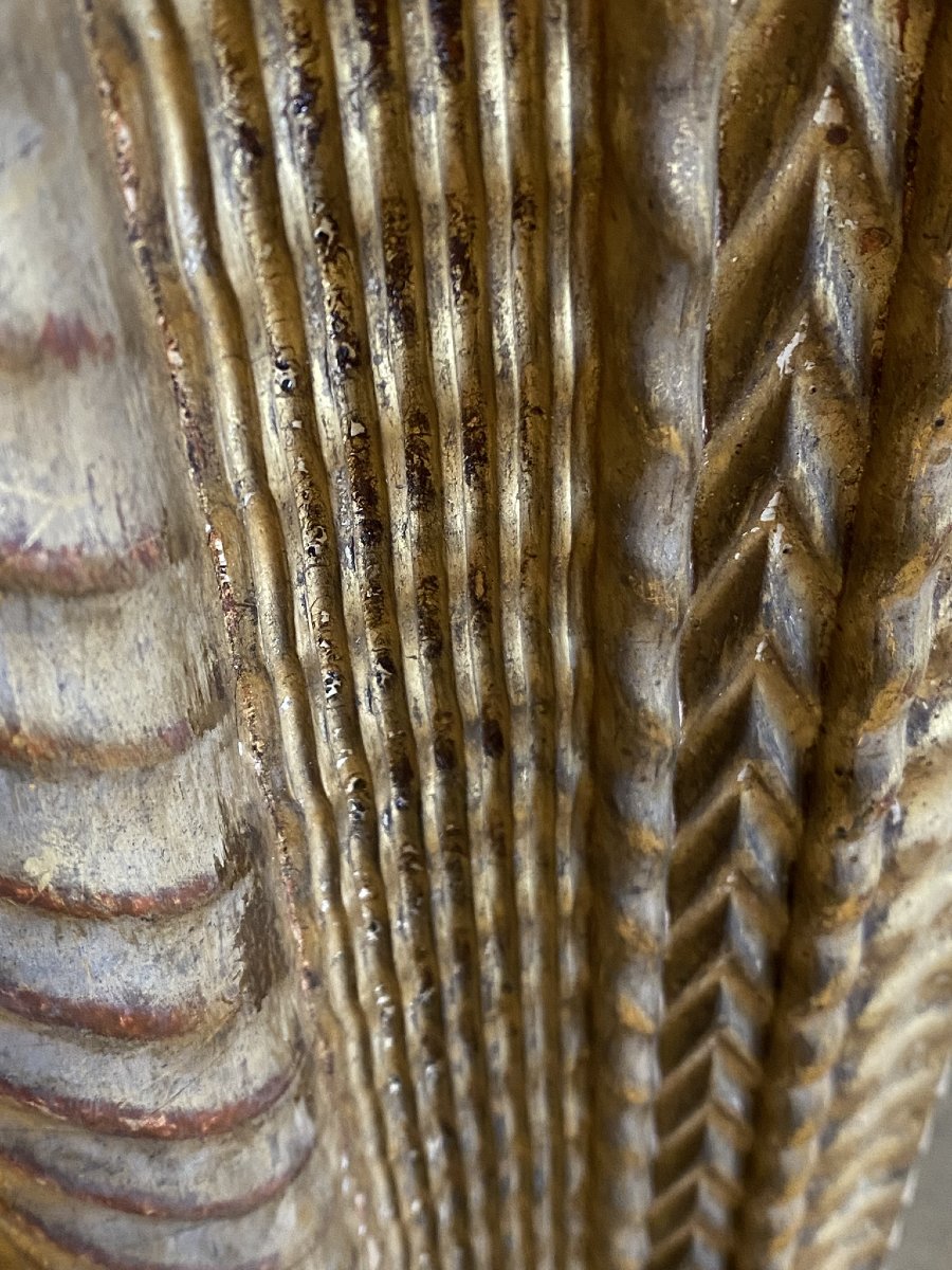 GRANDE SPECCHIERA IN LEGNO E GESSO DORATA STILE GUILLOCHE-photo-4