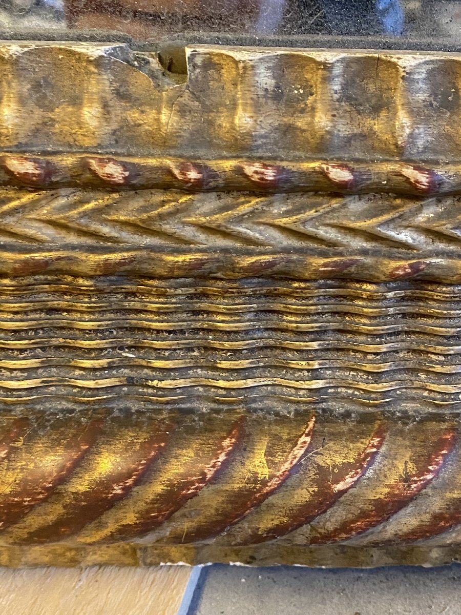 GRANDE SPECCHIERA IN LEGNO E GESSO DORATA STILE GUILLOCHE-photo-6
