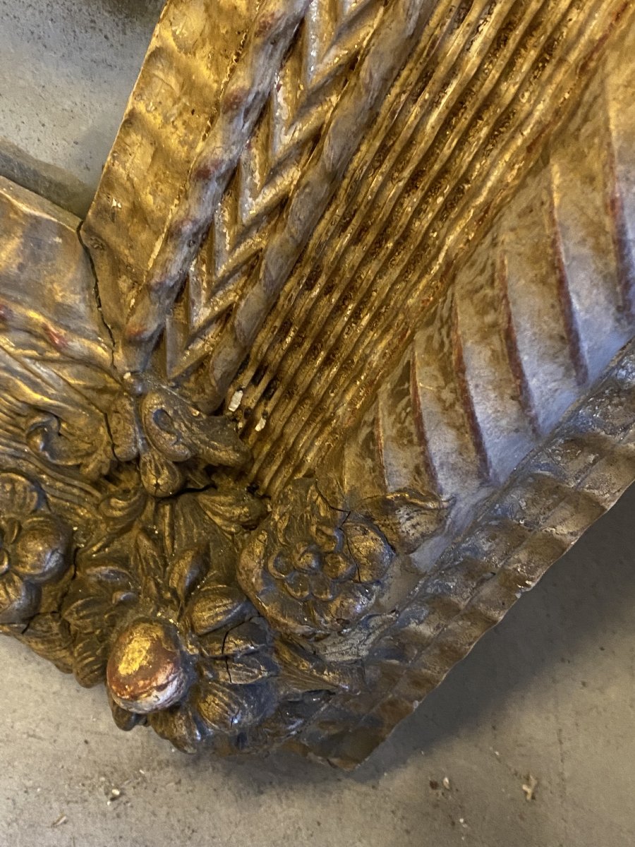 GRANDE SPECCHIERA IN LEGNO E GESSO DORATA STILE GUILLOCHE-photo-7