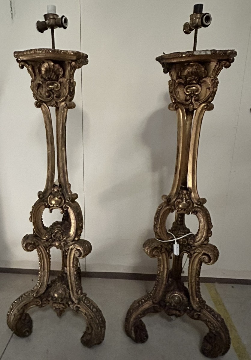 COPPIA DI PORTA GIRANDOLE STILE LUIGI XV 