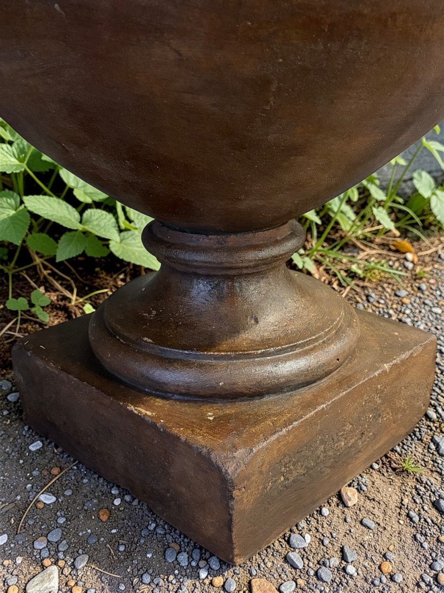 COPPIA DI GRANDI VASI DA GIARDINO SU PIEDISTALLO DI GUSTO  ROMANO -photo-3