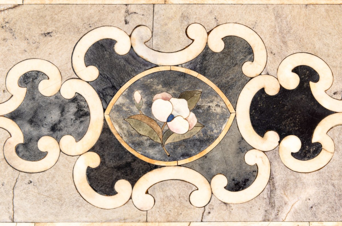 PIANO IN MARMO E PIETRE DURE A MOTIVI FLOREALI-photo-1