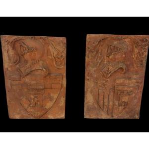 2 PLACCHE ALTORILIEVO IN TERRACOTTA 