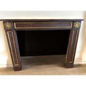CAMINO IN MARMO GRIOTTE CON GUARNITURE IN BRONZO