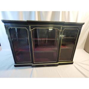 CREDENZA- VETRINA EBANIZZATA CON APPLICAZIONI IN BRONZO 