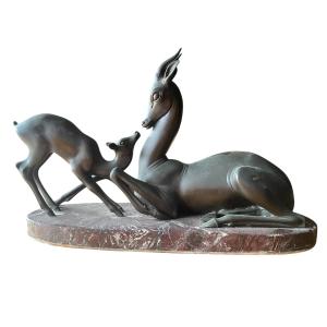 BRONZO RAPPRESENTANTE DUE CERBIATTI - SIRIO TOFANARI (Non firmato)