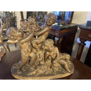 GRUPPO IN TERRACOTTA RAFFIGURANTE GIOCHI DI PUTTI