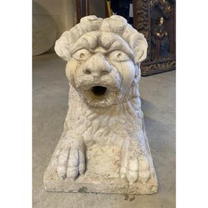 SCULTURA IN MARMO BIANCO RAPPRESENTANTE LEONE