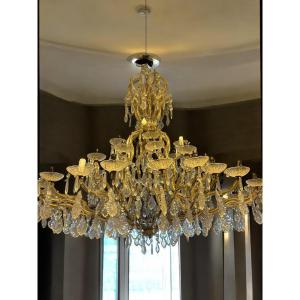 LAMPADARIO IN FERRO E CRISTALLO