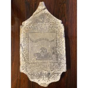 BASSORILIEVO IN ARDESIA CON RAPPRESENTAZIONE DI MEMENTO MORI XVI SEC