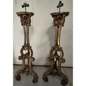 COPPIA DI PORTA GIRANDOLE STILE LUIGI XV 