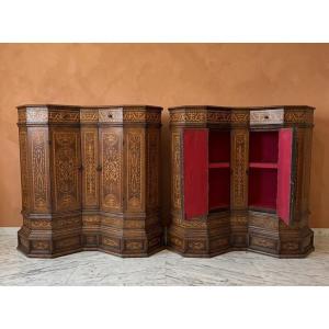 COPPIA DI MOBILI BASSI CON INTARSI SEC XIX